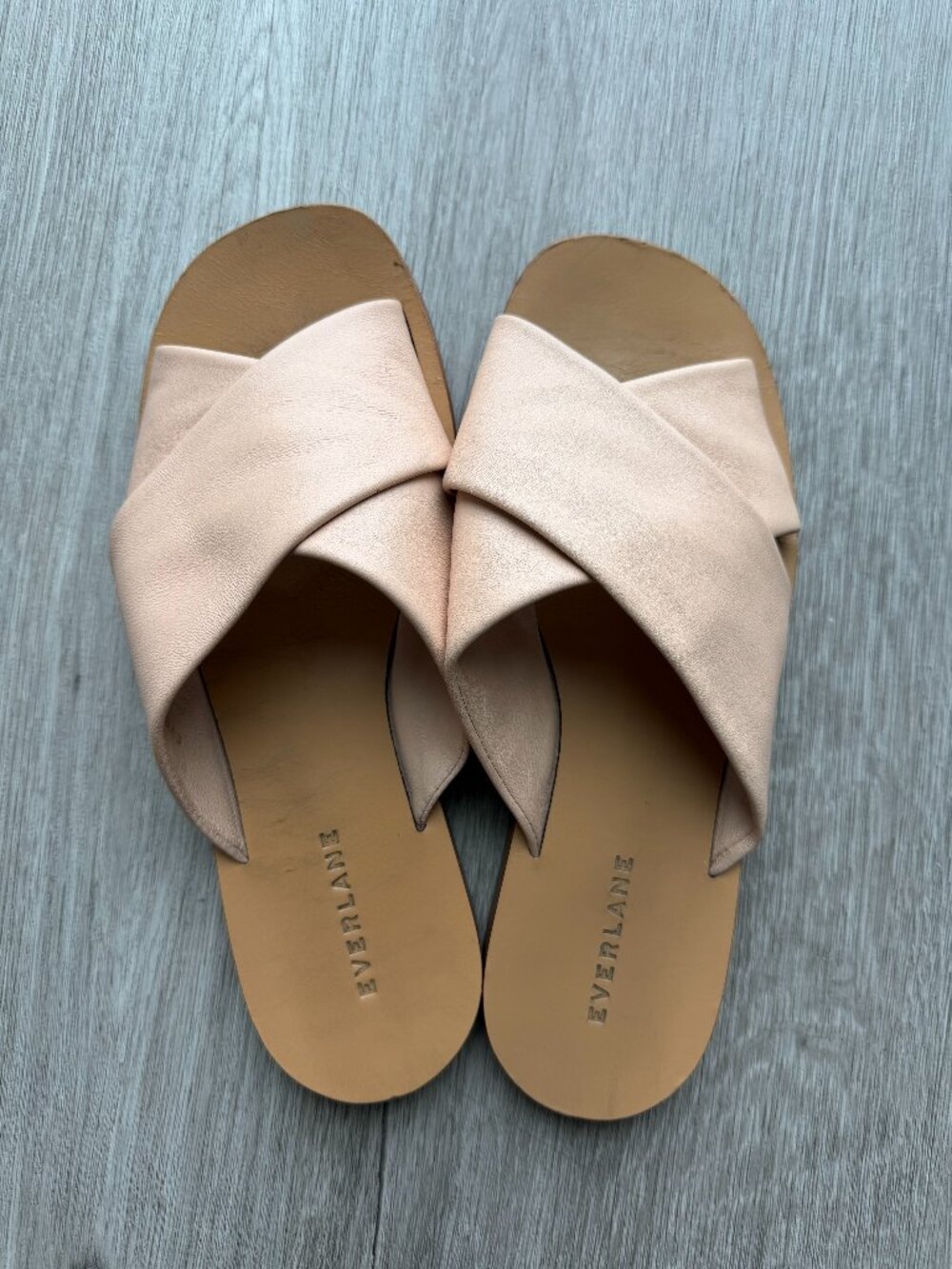 Everlane The Day Crossover Sandal in Pale Pink Italian Leather Size 7